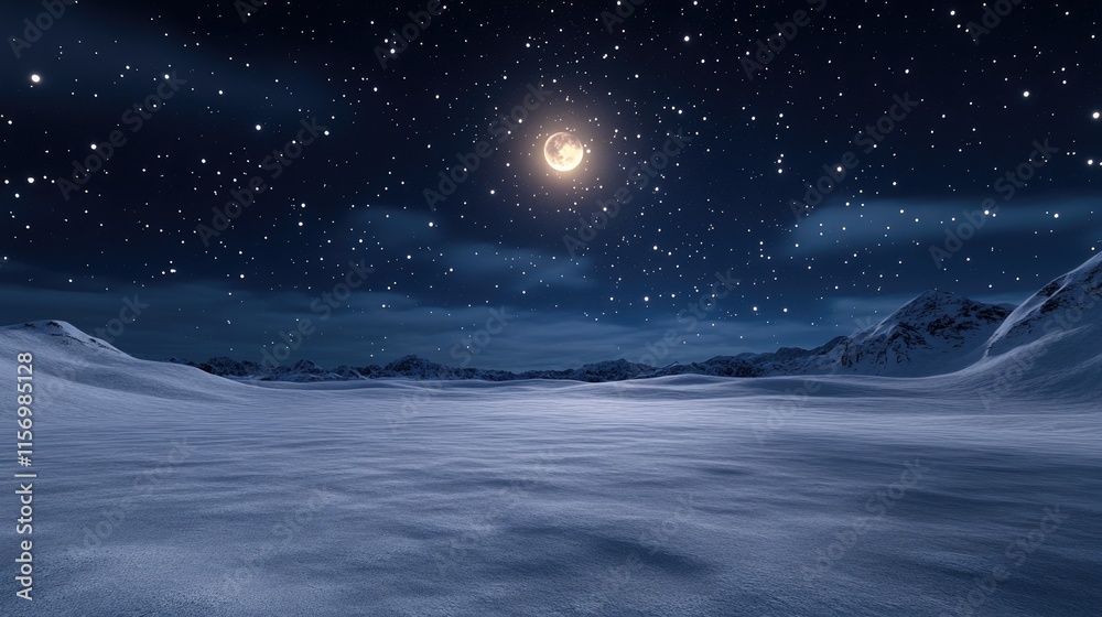Naklejka premium In a breathtaking display, a boy stands amidst a whirlwind of snow, light, and sparkling stardust, astonished by the swirling miracle