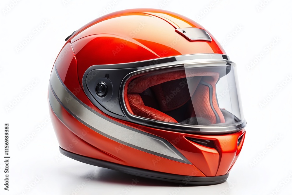 Fototapeta premium Modern Motorcycle Helmet, Safety Gear, Head Protection, Rider Equipment, White Background