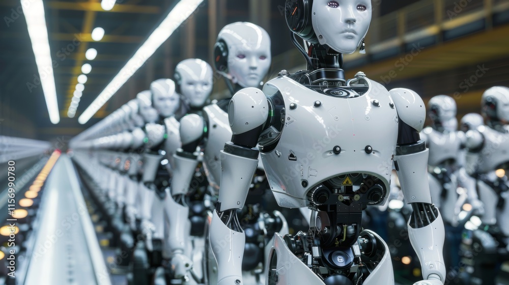 Fototapeta premium Technology and Job Displacement: Robots Replacing Human Workers in Industry