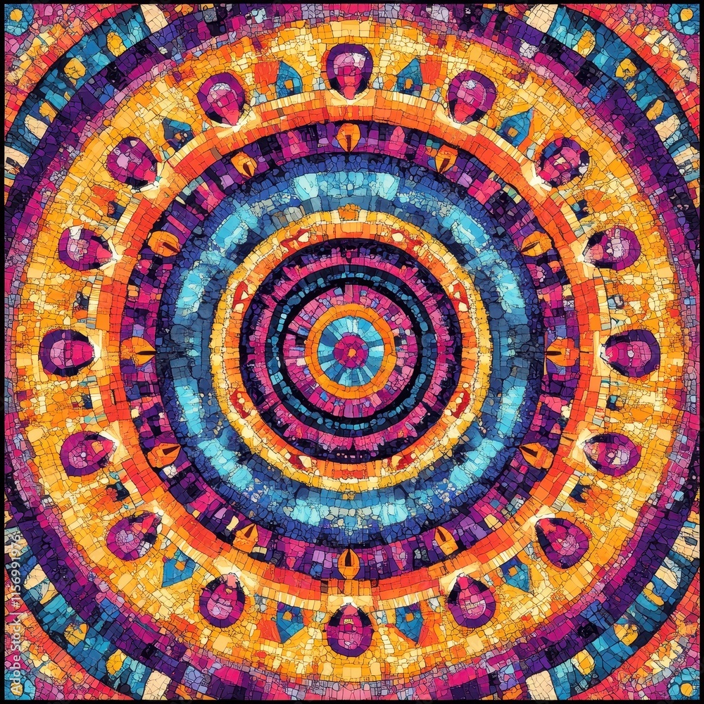 Obraz premium Vibrant Multicolored Kaleidoscope Design with Intricate Geometric Patterns and Radiant Symmetry