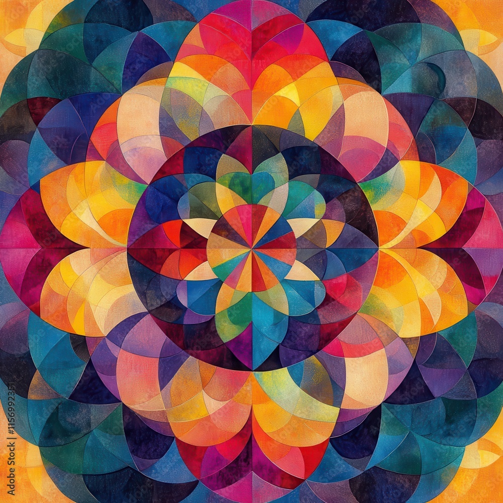 Obraz premium Vibrant Multicolored Kaleidoscope Design with Intricate Geometric Patterns and Radiant Symmetry
