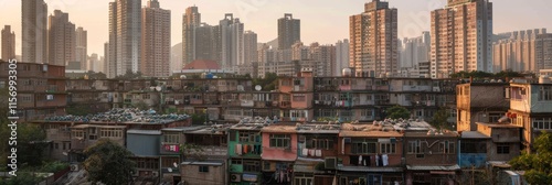Stark Contrast of Wealth Gap Between Urban High-Rises and Substandard Homes