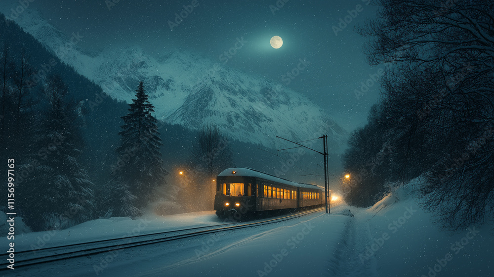 Train ride in winter time. Train ride in winter time.