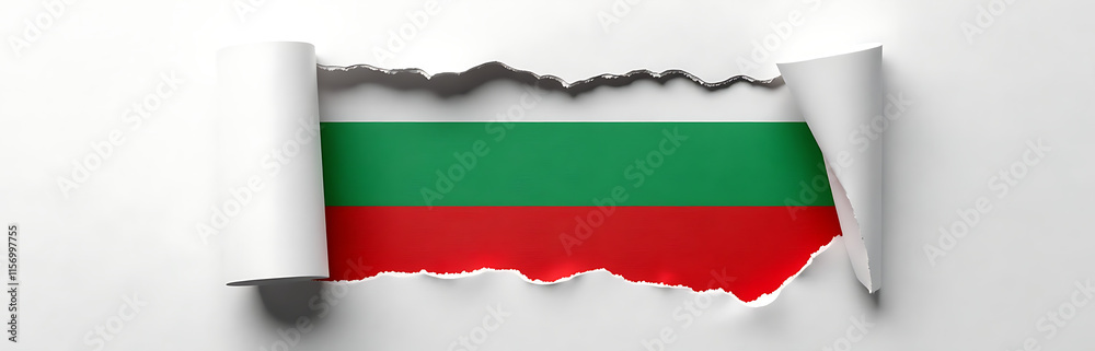 The Bulgarian Flag Is Visible Through A Large Rip In The Paper From The Recent Breakthrough. 00003 The Bulgarian Flag Is Visible Through A Large Rip In The Paper From The Recent Breakthrough. 00003