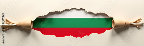The Bulgarian Flag Is Visible Through A Large Rip In The Paper From The Recent Breakthrough. 00001