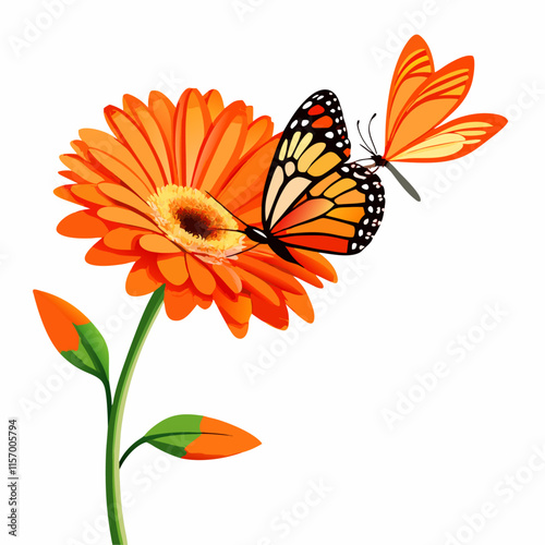 Wallpaper Mural Background with beautiful flower with butterfly vector illustration (5) Torontodigital.ca