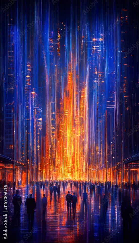 Naklejka premium Vibrant Cityscape, Abstract Illustration, Modern Architecture and Urban Skyline Design Element.