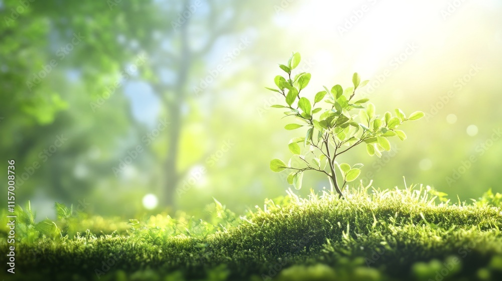 A small plant thriving in a sunlit environment. A small plant thriving in a sunlit environment.