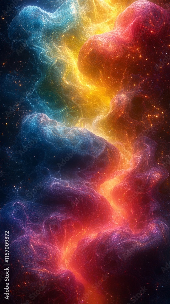 Fototapeta premium Colorful abstract art representing love during Valentine's Day celebration with vibrant cosmic elements