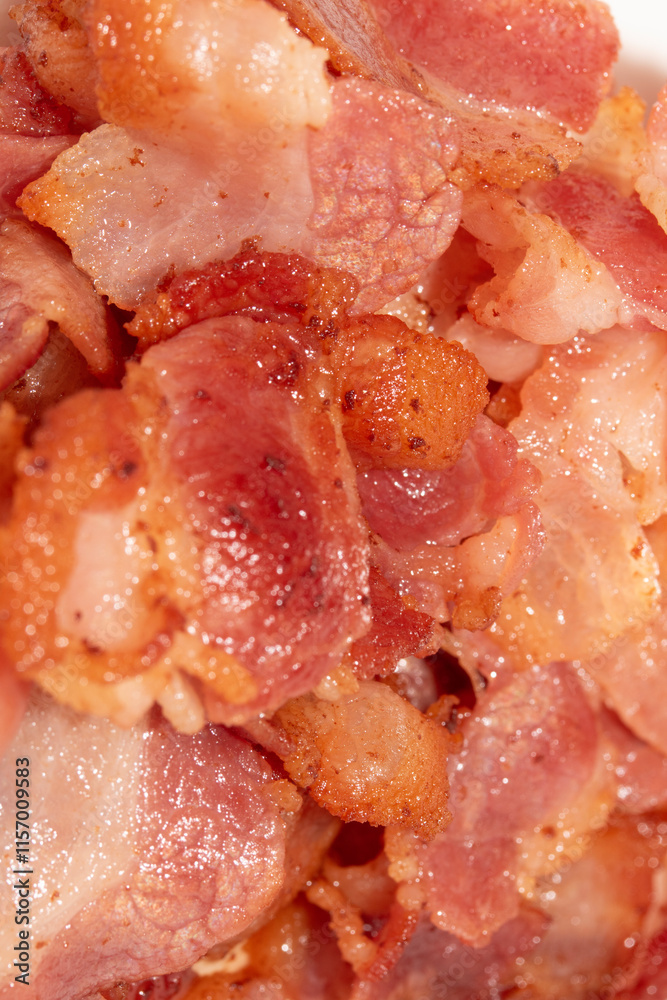 Close Up of Bacon Meat Slices Juicy Pork Close Up of Bacon Meat Slices Juicy Pork
