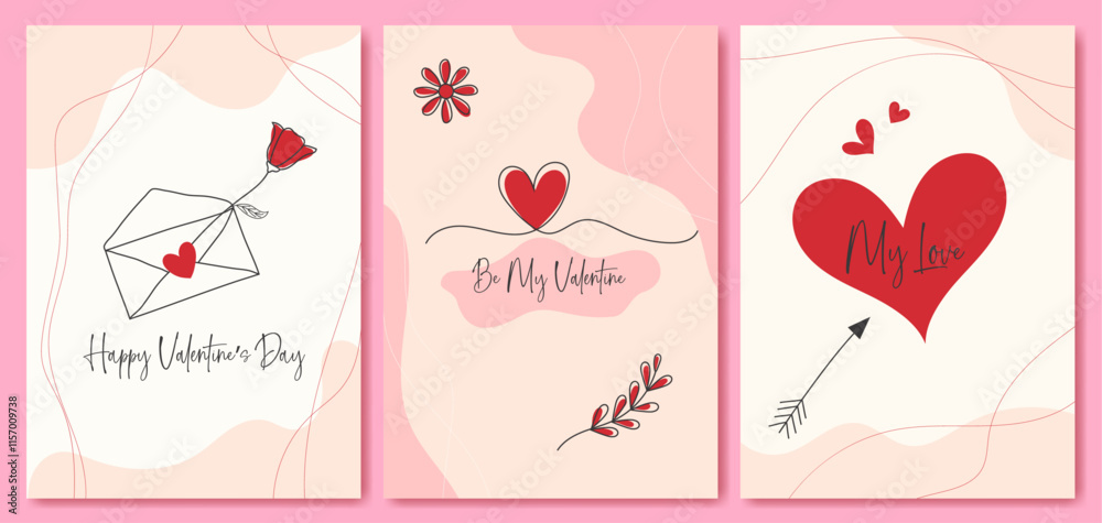 Valentine Greeting Card Simple Modern Geometric Set. Valentine Greeting Card Simple Modern Geometric Set.