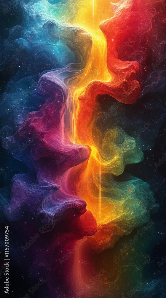 Fototapeta premium Vibrant cosmic pattern representing love and connection on Valentine's Day