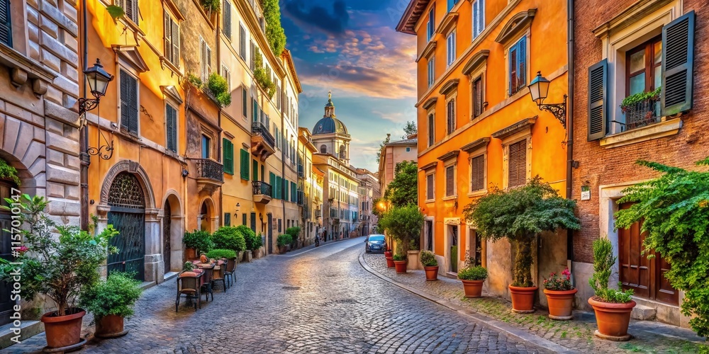 Fototapeta premium Panoramic View of Via di Capo le Case Street Sign, Rome, Italy