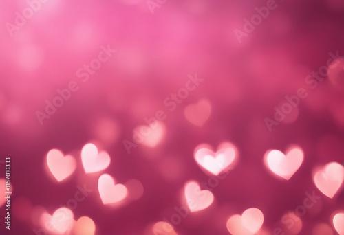 Blurred hearts lights Valentines day pink Bokeh background