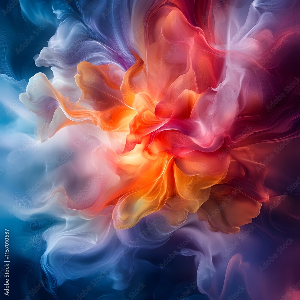 Obraz premium Dynamic color explosion abstract art digital creation vibrant palette close-up visual energy