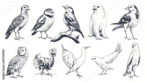 Wallpaper Mural A detailed set of hand-drawn animal illustrations, ranging from birds to mammals, for design projects.  Torontodigital.ca