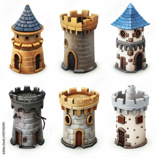 Castle icon, fairy tale forts, old towers, medieval castles, kingdom symbol, king home, fairytale fortress