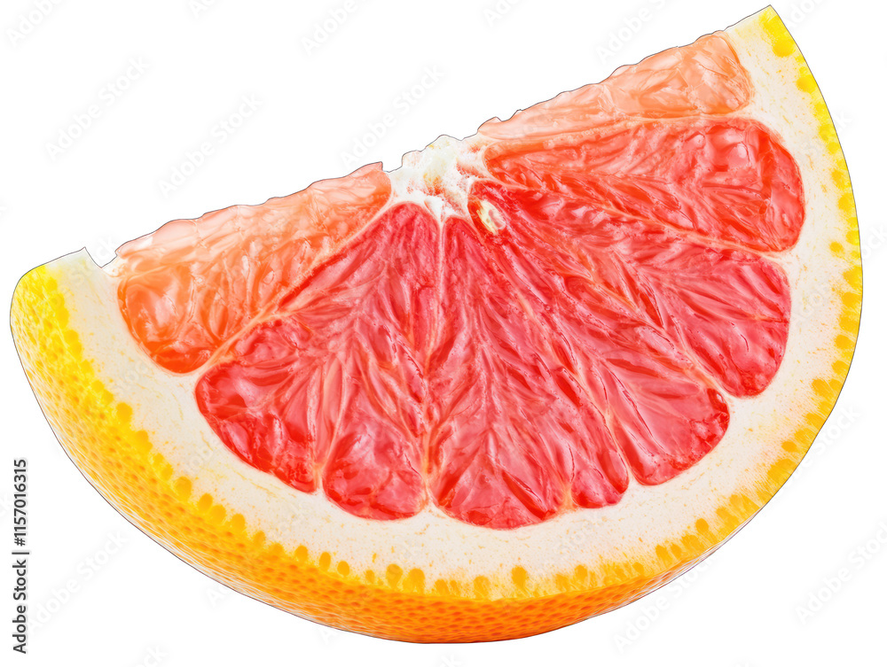 Grapefruit Slice with Juicy Red Pulp Isolated on White Background Grapefruit Slice with Juicy Red Pulp Isolated on White Background