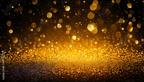 Wallpaper Mural Golden Christmas particles and sprinkles- festive holiday celebration lights for Christmas o Torontodigital.ca