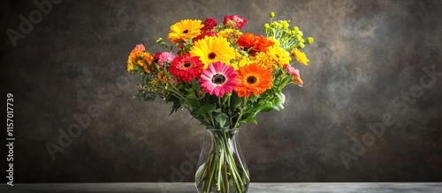 Wallpaper Mural Colorful fresh flower bouquet in a clear vase ideal for home decor or celebrating special moments with vibrant floral arrangements Torontodigital.ca