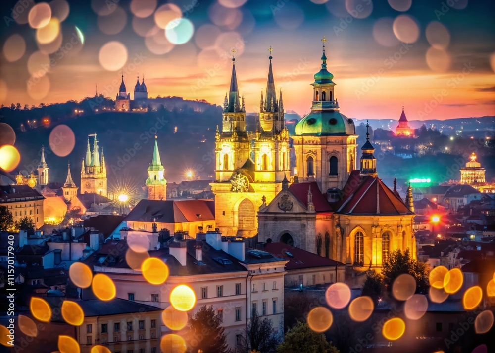 Prague St. Peter and Paul Basilica, Czech Republic - Romantic Bokeh Night Photography Prague St. Peter and Paul Basilica, Czech Republic - Romantic Bokeh Night Photography