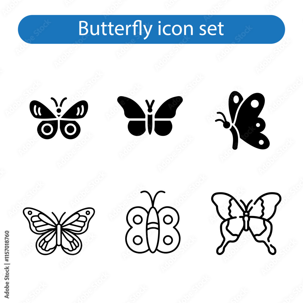Butterfly vector art icon set illustration on white background. Butterfly vector art icon set illustration on white background.