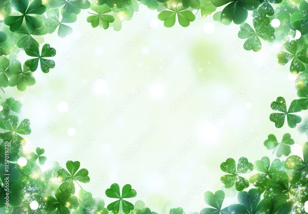 Lush Green Background With Shamrock Leaves and Soft Bokeh Effect for Celebrating Nature, Luck, and St. Patrick's Day Festivals and Events Lush Green Background With Shamrock Leaves and Soft Bokeh Effect for Celebrating Nature, Luck, and St. Patrick's Day Festivals and Events