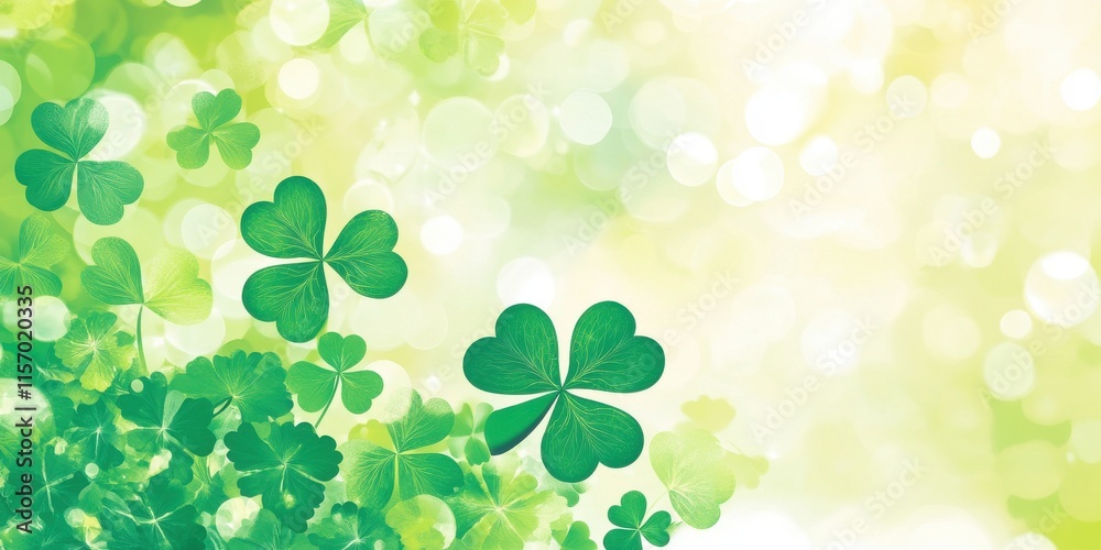 Lush Green Background with Shamrock Leaves and Soft Bokeh Lights for Celebrating Nature, Luck, and Irish Culture in a Fresh Spring Atmosphere Lush Green Background with Shamrock Leaves and Soft Bokeh Lights for Celebrating Nature, Luck, and Irish Culture in a Fresh Spring Atmosphere
