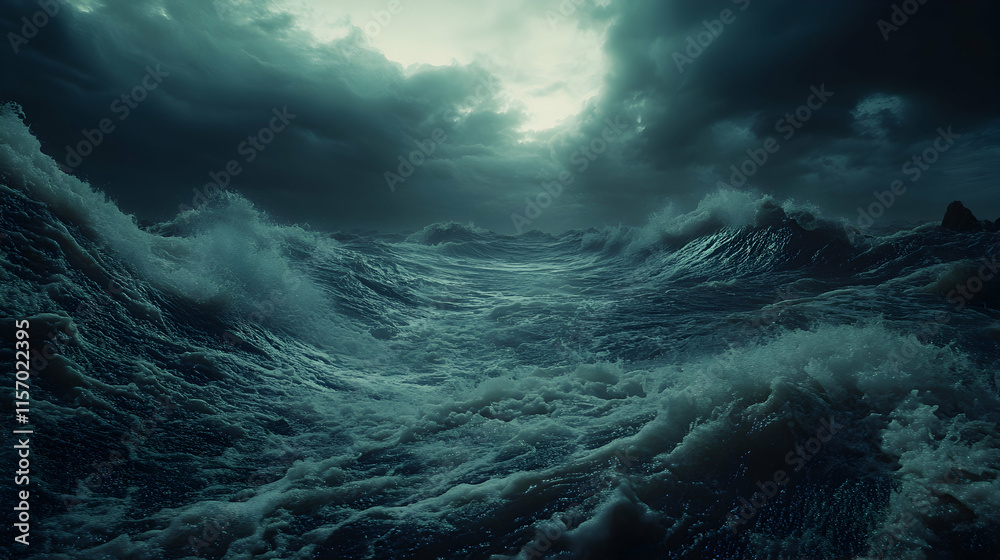 Dramatic stormy ocean waves crashing under a dark, brooding sky; powerful nature photography. Dramatic stormy ocean waves crashing under a dark, brooding sky; powerful nature photography.