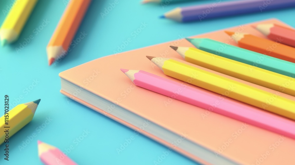 Colorful pencils on a blue background. Colorful pencils on a blue background.