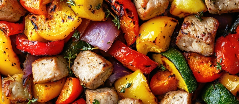 Grilled veal salad with colorful vegetables close up on a wooden surface showcasing a nutritious and delicious dinner option. Grilled veal salad with colorful vegetables close up on a wooden surface showcasing a nutritious and delicious dinner option.