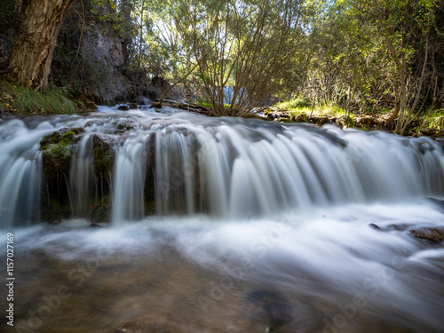 Water jump in Guadalaviar River near San Blas, Teruel