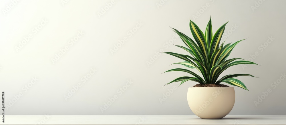 Vibrant striped Dracaena plant in a minimalist decor setting ideal for modern interior design and natural aesthetics Vibrant striped Dracaena plant in a minimalist decor setting ideal for modern interior design and natural aesthetics