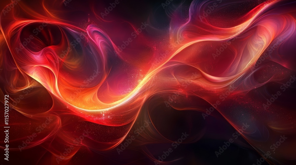Fototapeta premium Abstract red and orange flowing shapes.