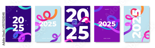 2025 Happy new year greeting cards template background, vector illustration, abstrct color fluid, modern gradient, calendar template.