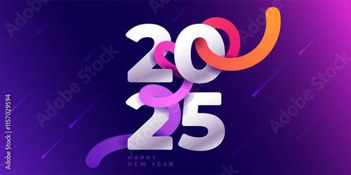 2025 Happy new year greeting cards template background, vector illustration, abstrct color fluid, modern gradient, calendar template.