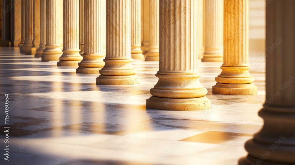 Elegant columns in golden sunlight pattern. Elegant columns in golden sunlight pattern.
