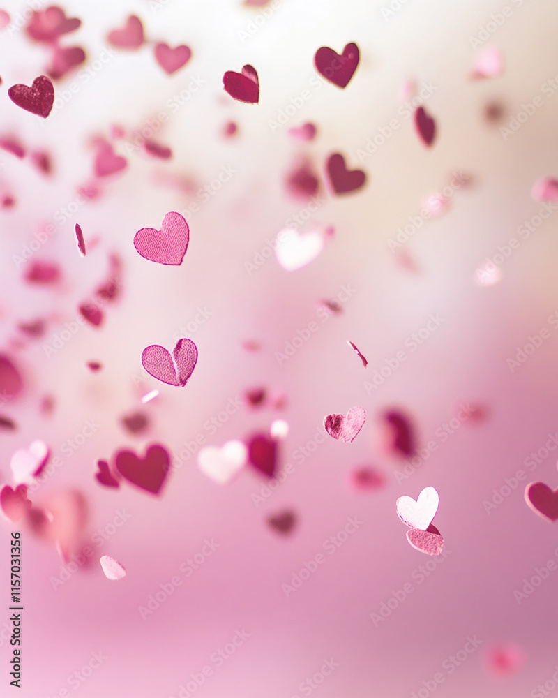 Romantic pink hearts floating on a soft pastel gradient background for Valentine's Day theme Romantic pink hearts floating on a soft pastel gradient background for Valentine's Day theme