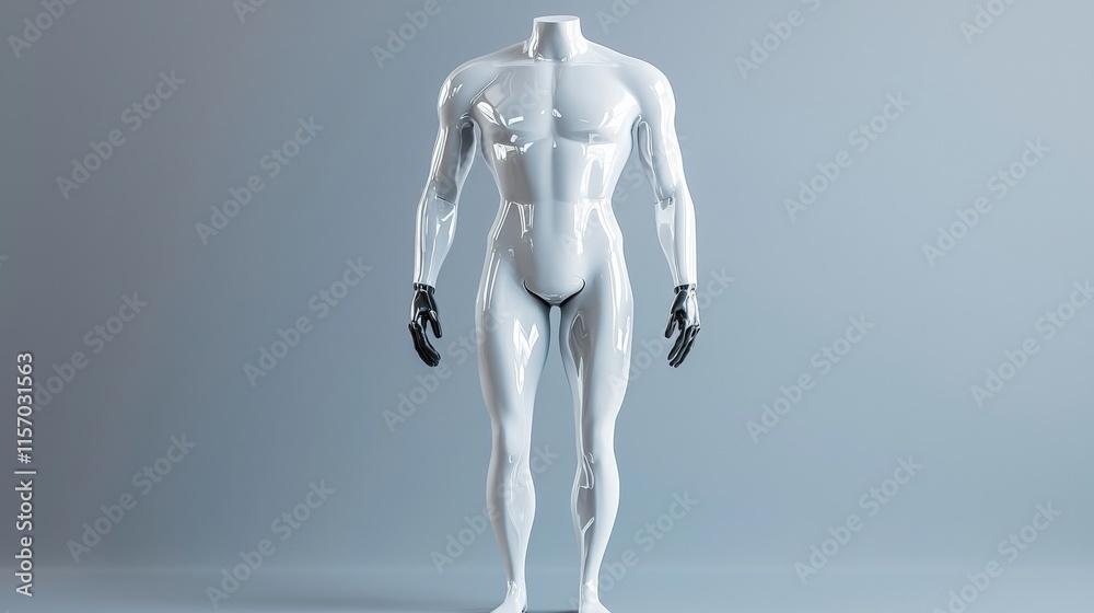 A futuristic humanoid mannequin with a glossy white finish, isolated on a gradient background A futuristic humanoid mannequin with a glossy white finish, isolated on a gradient background