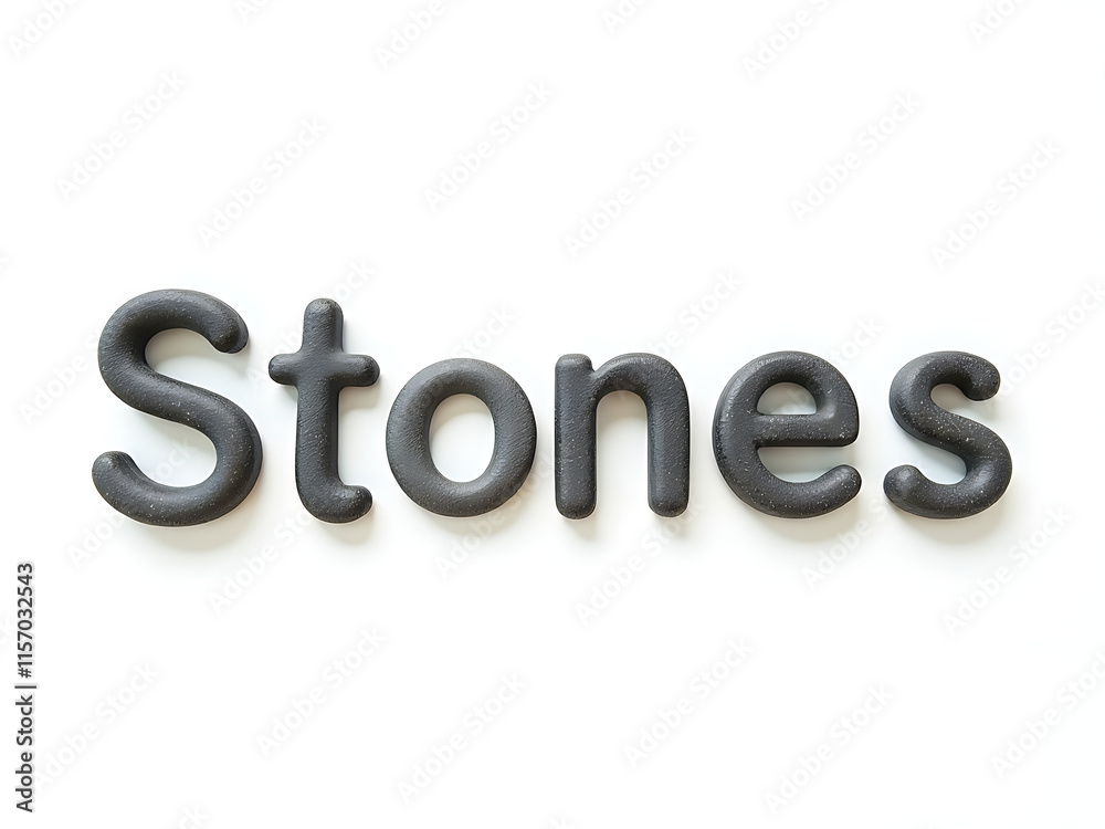 Simple Text Composed Of Stones Isolated Against A White Background With Clean Lines And Minimalistic Design Elements. 00001 Simple Text Composed Of Stones Isolated Against A White Background With Clean Lines And Minimalistic Design Elements. 00001