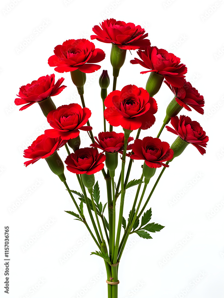 Seventy Red Carnations Isolated Against A Clean White Background Create A Striking Visual Arrangement. 00002 Seventy Red Carnations Isolated Against A Clean White Background Create A Striking Visual Arrangement. 00002