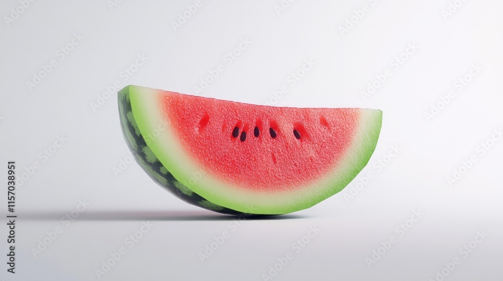 Fresh watermelon slice with vibrant pink flesh and green rind on a neutral background showcasing summer fruit and healthy eating concepts Fresh watermelon slice with vibrant pink flesh and green rind on a neutral background showcasing summer fruit and healthy eating concepts