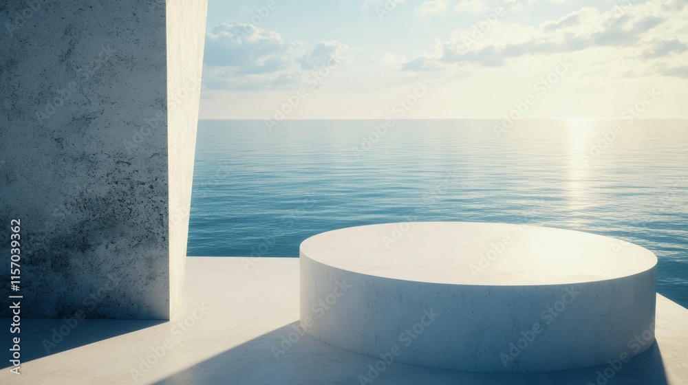 Fototapeta premium Minimalist architecture by the serene water.