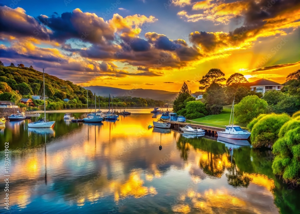 Fototapeta premium Serene Thornbury Harbour Sunset, Blue Mountains, Ontario, Canada - Landscape Photography