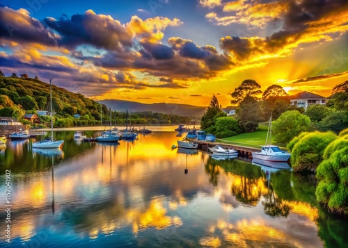 Serene Thornbury Harbour Sunset, Blue Mountains, Ontario, Canada - Landscape Photography photo