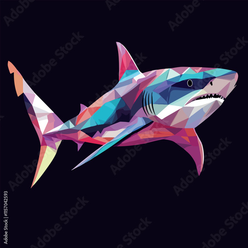 Colorful Low Poly Shark Vector illustration