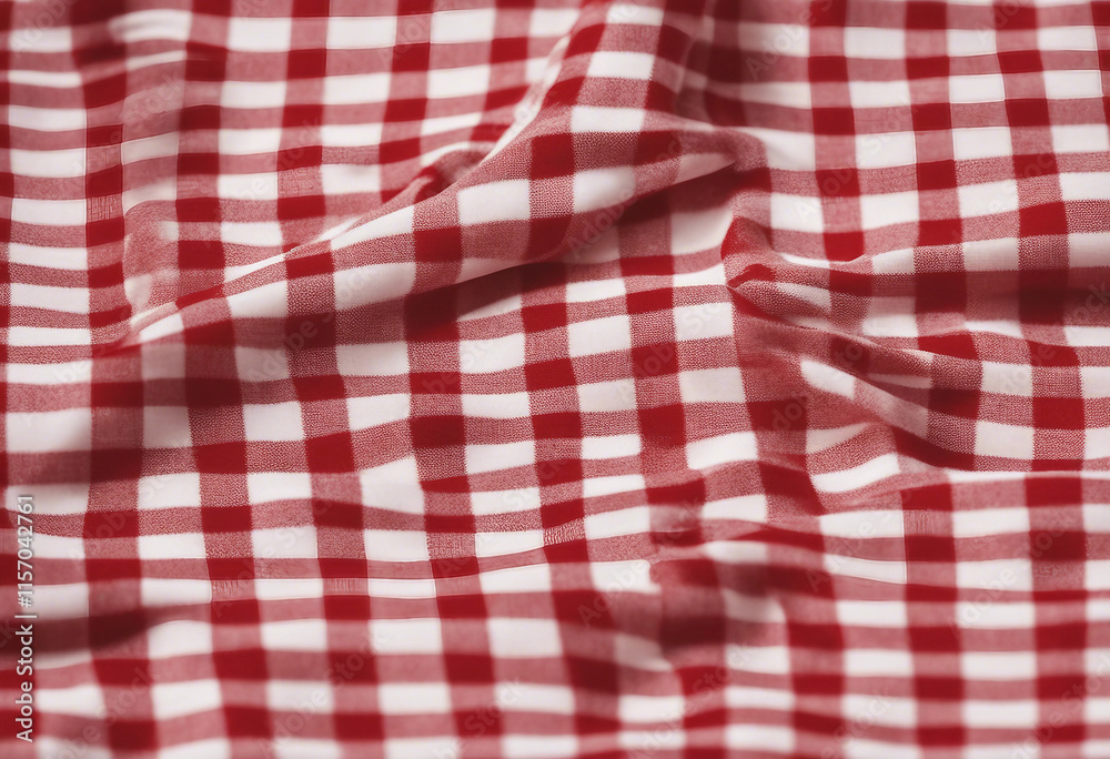 Red and white checkered tablecloth Top view table cloth texture background Red gingham pattern fabri Red and white checkered tablecloth Top view table cloth texture background Red gingham pattern fabri