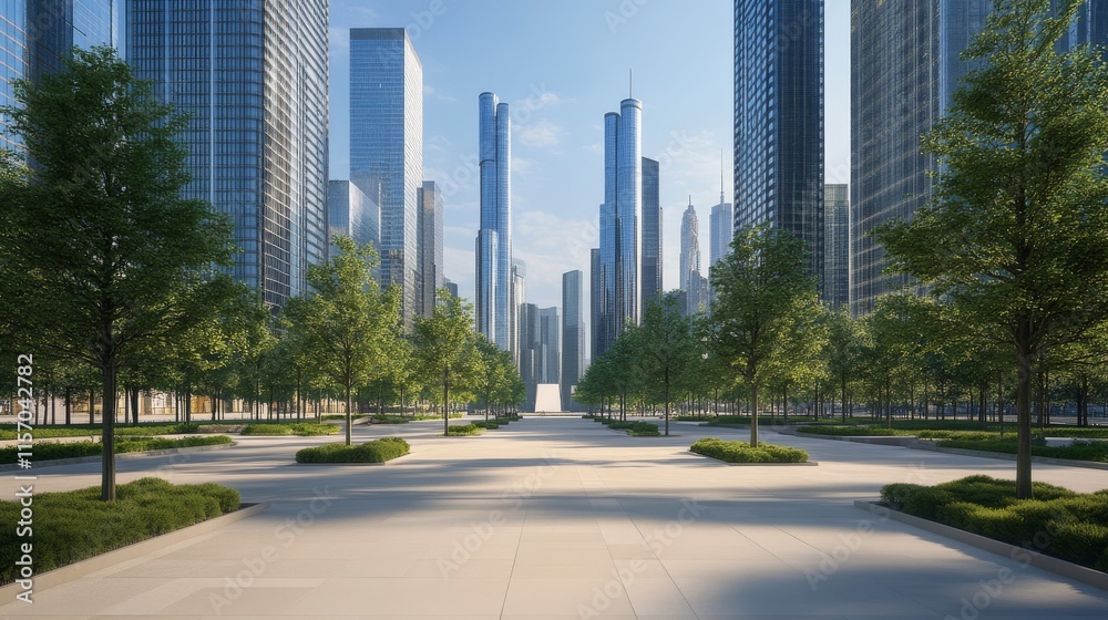 Modern skyline with green urban landscape. Modern skyline with green urban landscape.
