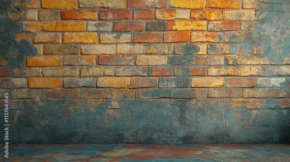 Fototapeta premium Brick Wall Texture with Weathered Paint Visible in Warm Tones Ideal for Backgrounds and Interior Design Inspirations