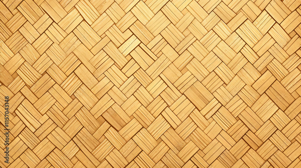 A seamless pattern of woven rattan texture, with each section featuring the same geometric crosshatch design in light brown and gold hues. A seamless pattern of woven rattan texture, with each section featuring the same geometric crosshatch design in light brown and gold hues.